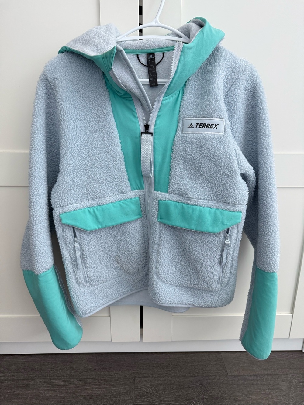 Adidas Terrex Sherpa Fleece Jacket hiking outdoor cozy Teddy bear XS hike
